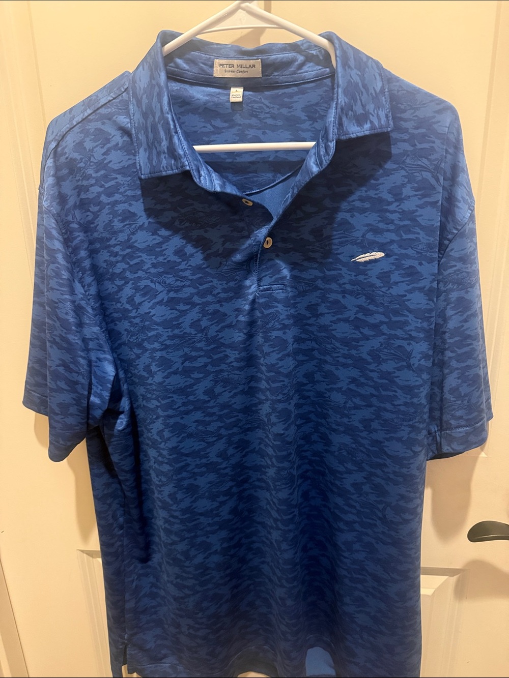 Peter Millar Blue Camouflage-Print Performance Polo